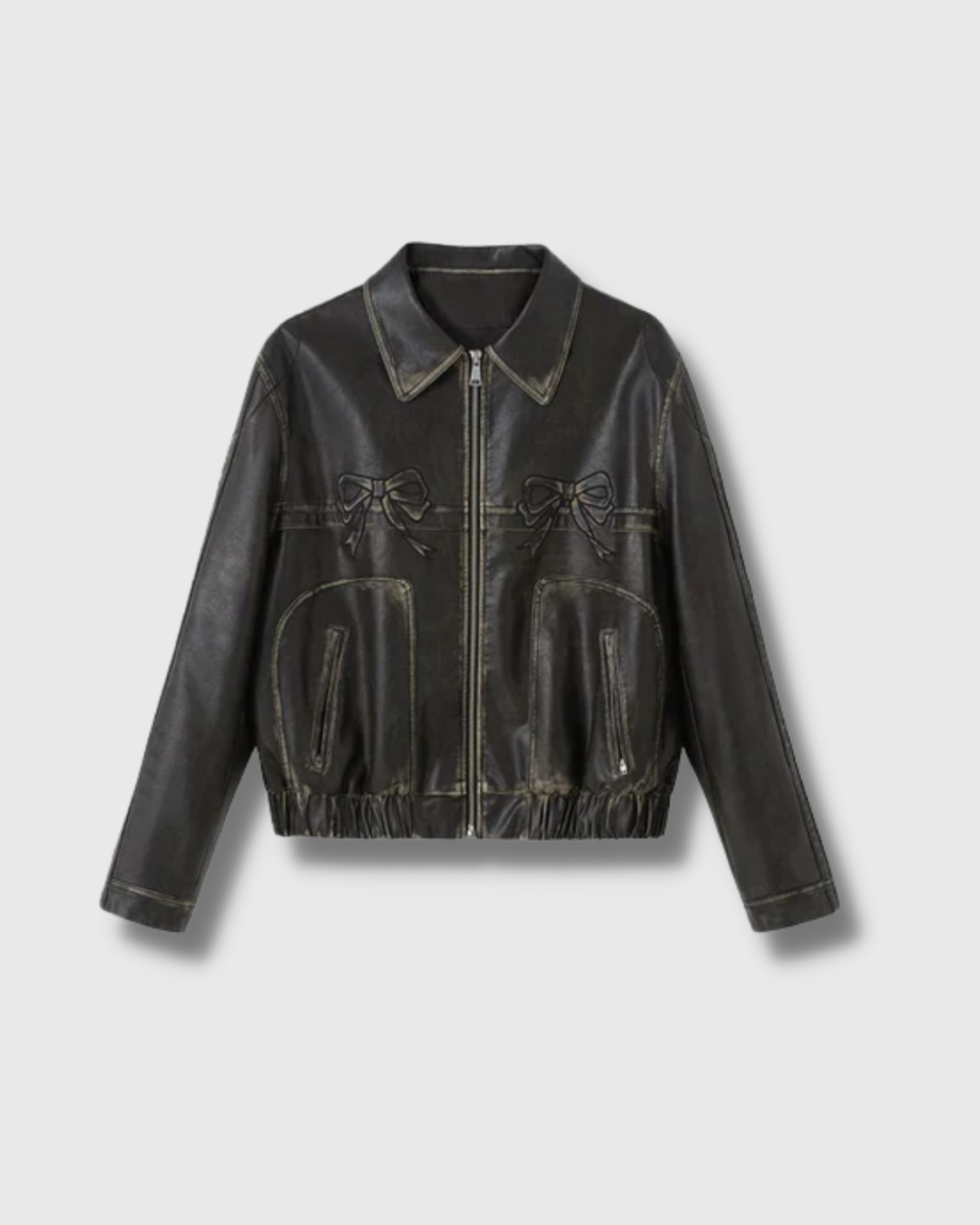 Bowknot Leather Jacket