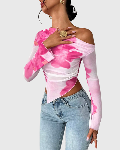 Floral Dye Off-Shoulder Top
