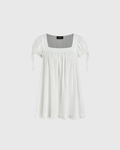 Square Neck Ruffle Knotted Short Sleeve Blouse