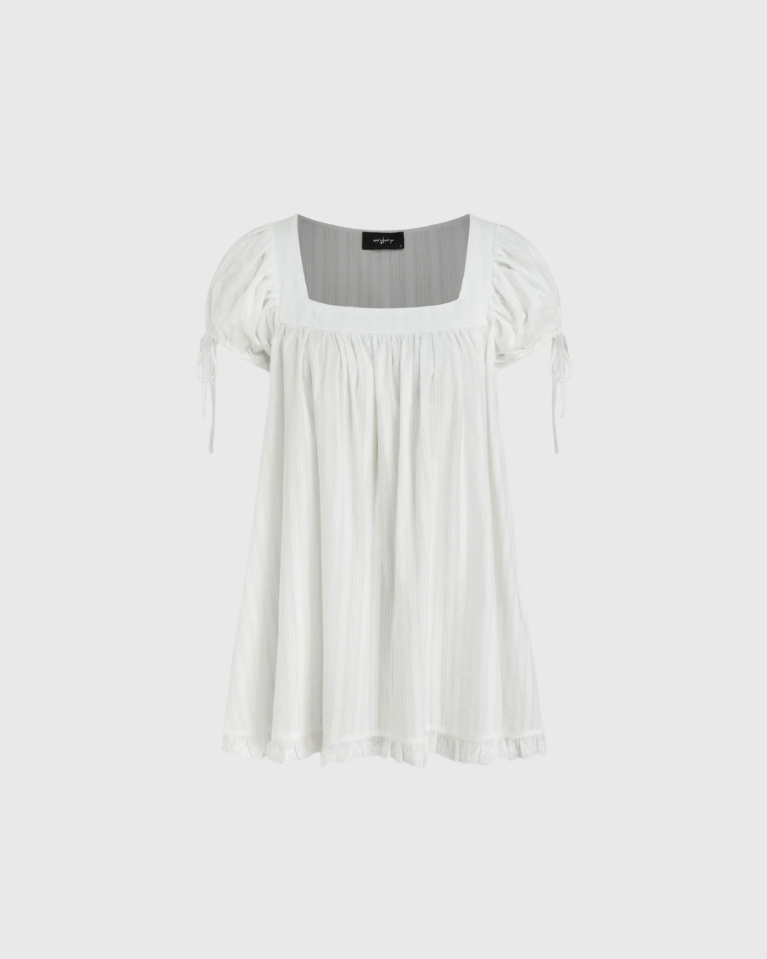 Square Neck Ruffle Knotted Short Sleeve Blouse