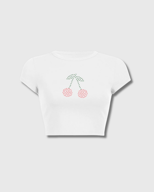 Cherry Rhinestone Baby Tee