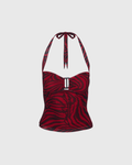 Cherry Zebra Halter Top