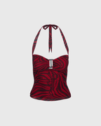 Cherry Zebra Halter Top