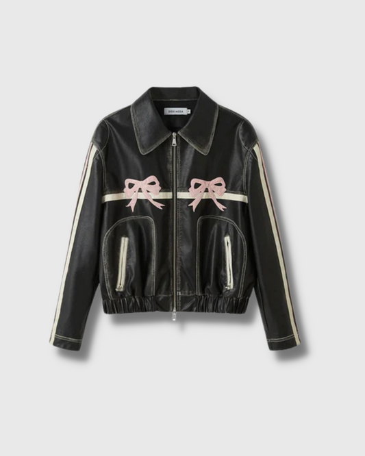 Bowknot Leather Jacket