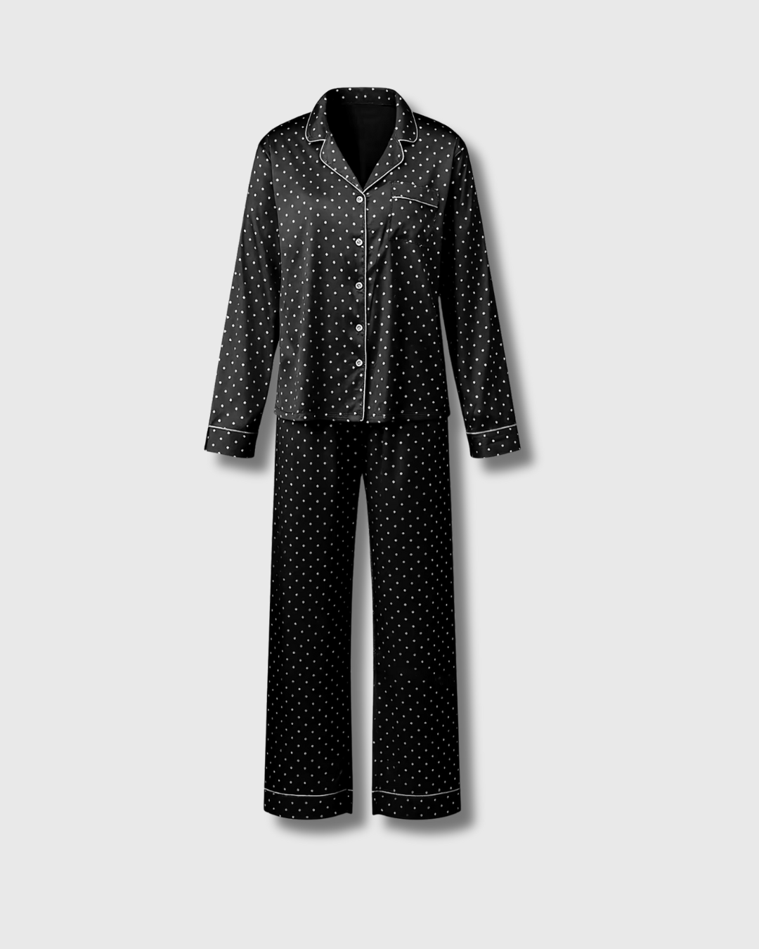Polka Lapel Pajama Set