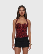 Cherry Zebra Halter Top