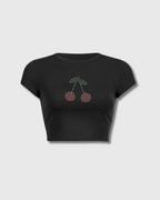 Cherry Rhinestone Baby Tee
