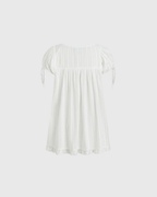 Square Neck Ruffle Knotted Short Sleeve Blouse