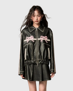 Bowknot Leather Jacket