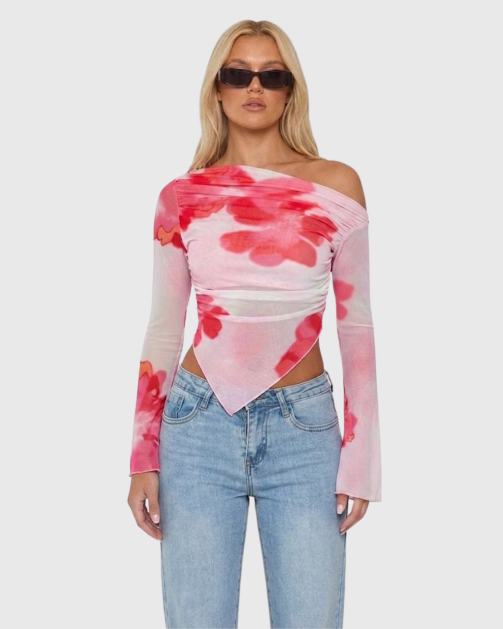 Floral Dye Off-Shoulder Top