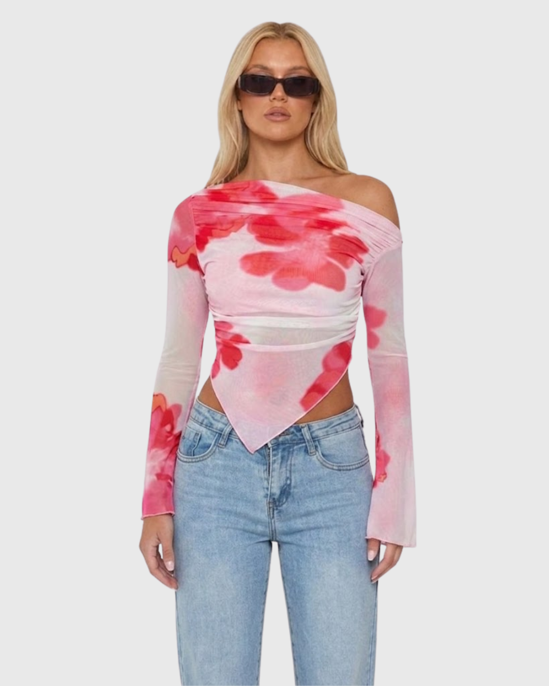 Floral Dye Off-Shoulder Top