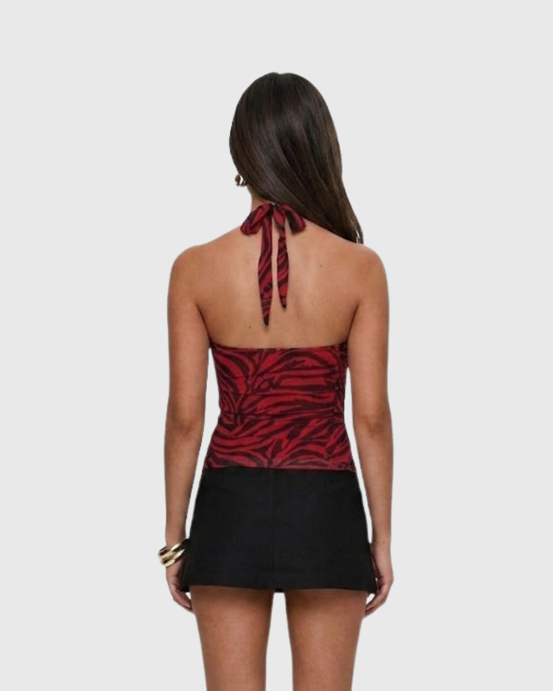 Cherry Zebra Halter Top