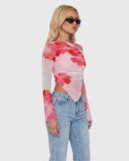 Floral Dye Off-Shoulder Top