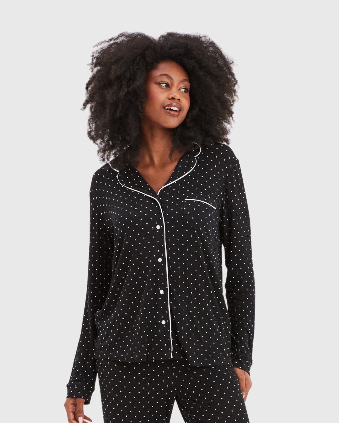 Polka Lapel Pajama Set