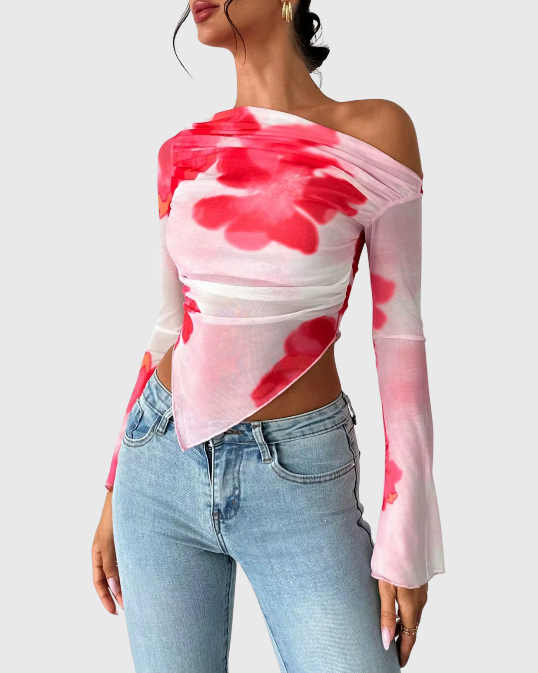 Floral Dye Off-Shoulder Top
