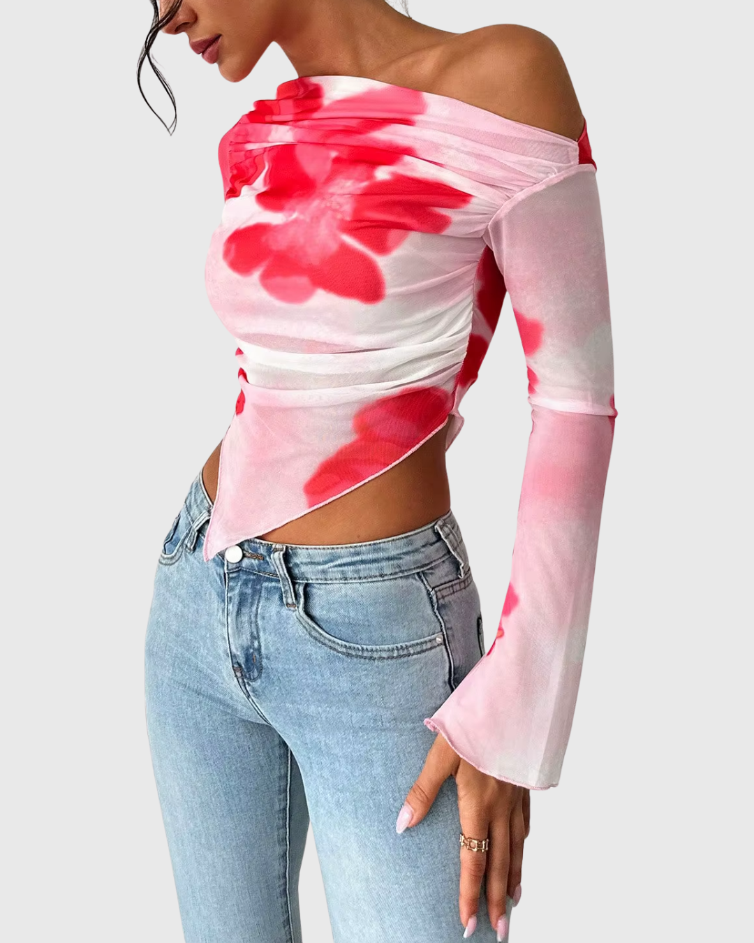 Floral Dye Off-Shoulder Top