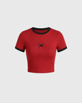 Cherry Spider Embroidery Baby Tee