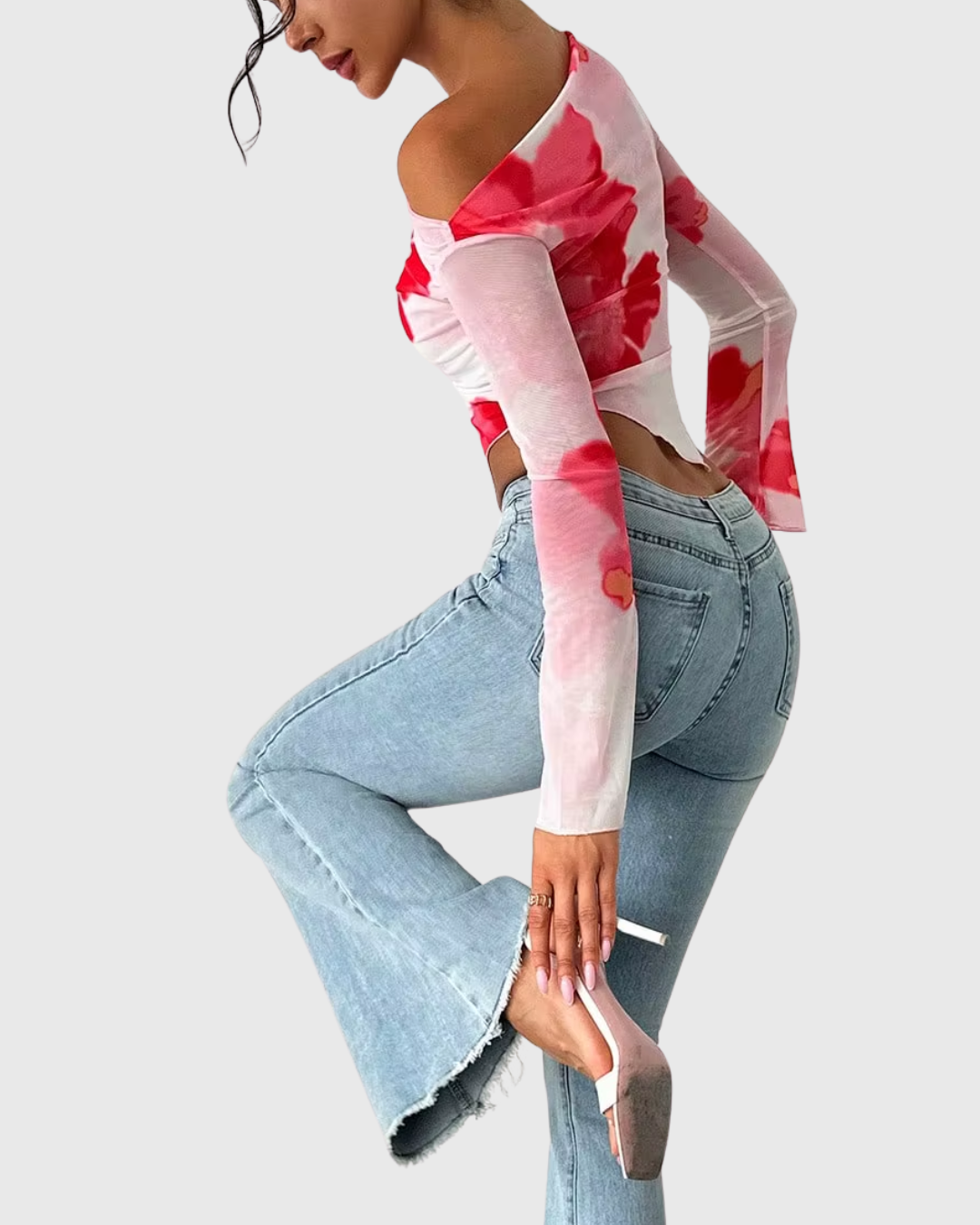 Floral Dye Off-Shoulder Top