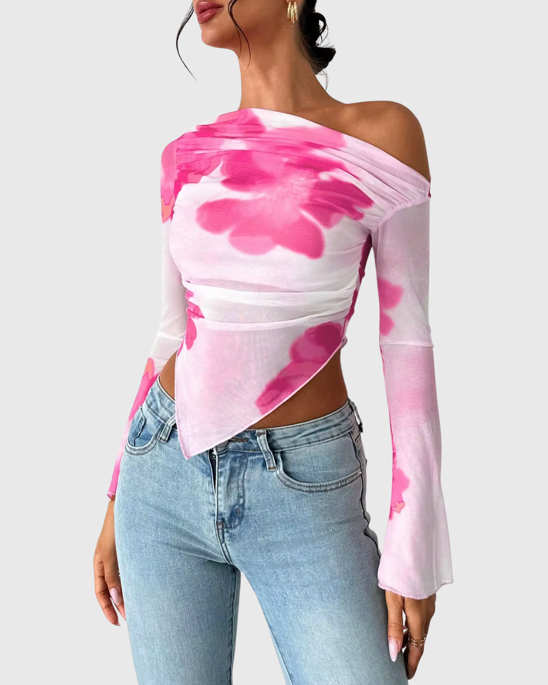 Floral Dye Off-Shoulder Top