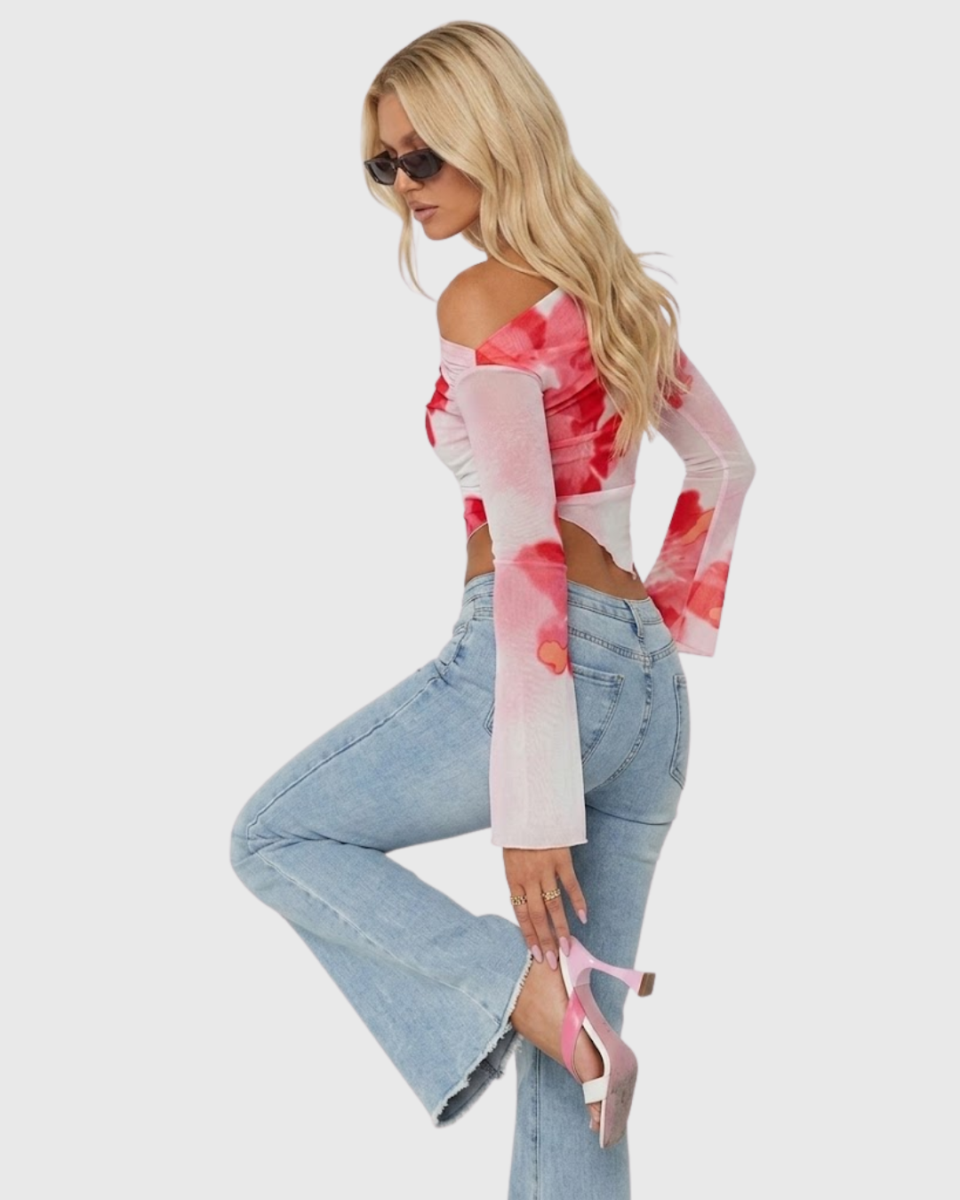 Floral Dye Off-Shoulder Top
