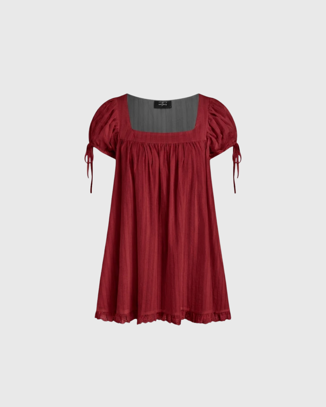 Square Neck Ruffle Knotted Short Sleeve Blouse