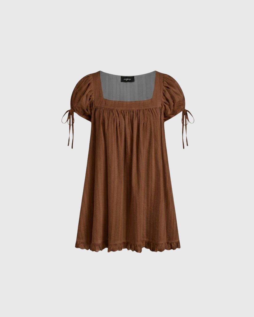 Square Neck Ruffle Knotted Short Sleeve Blouse