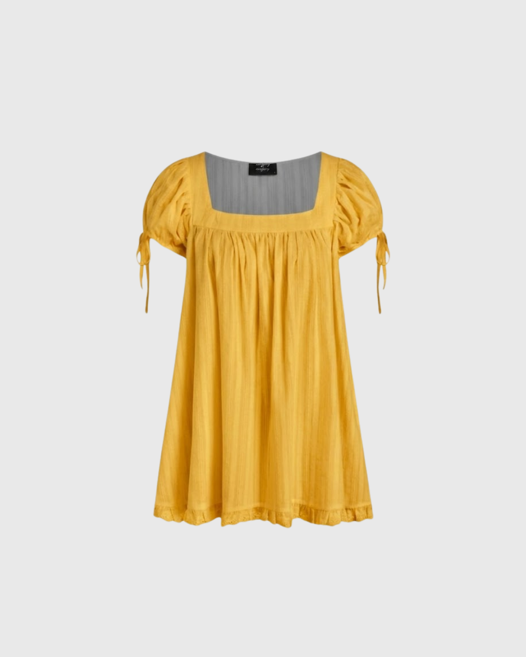 Square Neck Ruffle Knotted Short Sleeve Blouse