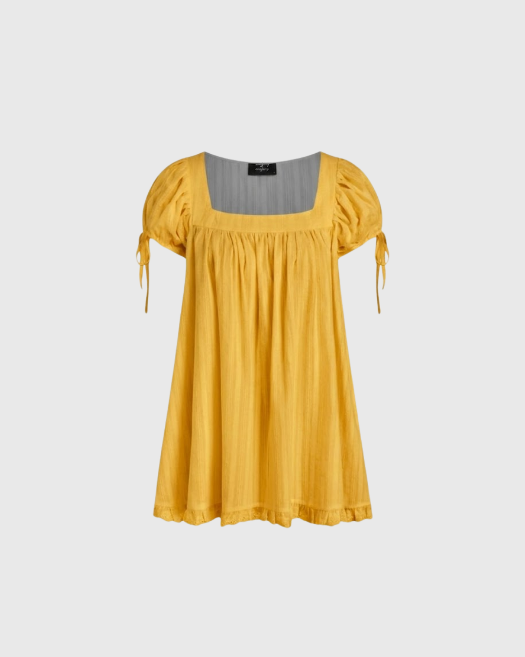 Square Neck Ruffle Knotted Short Sleeve Blouse
