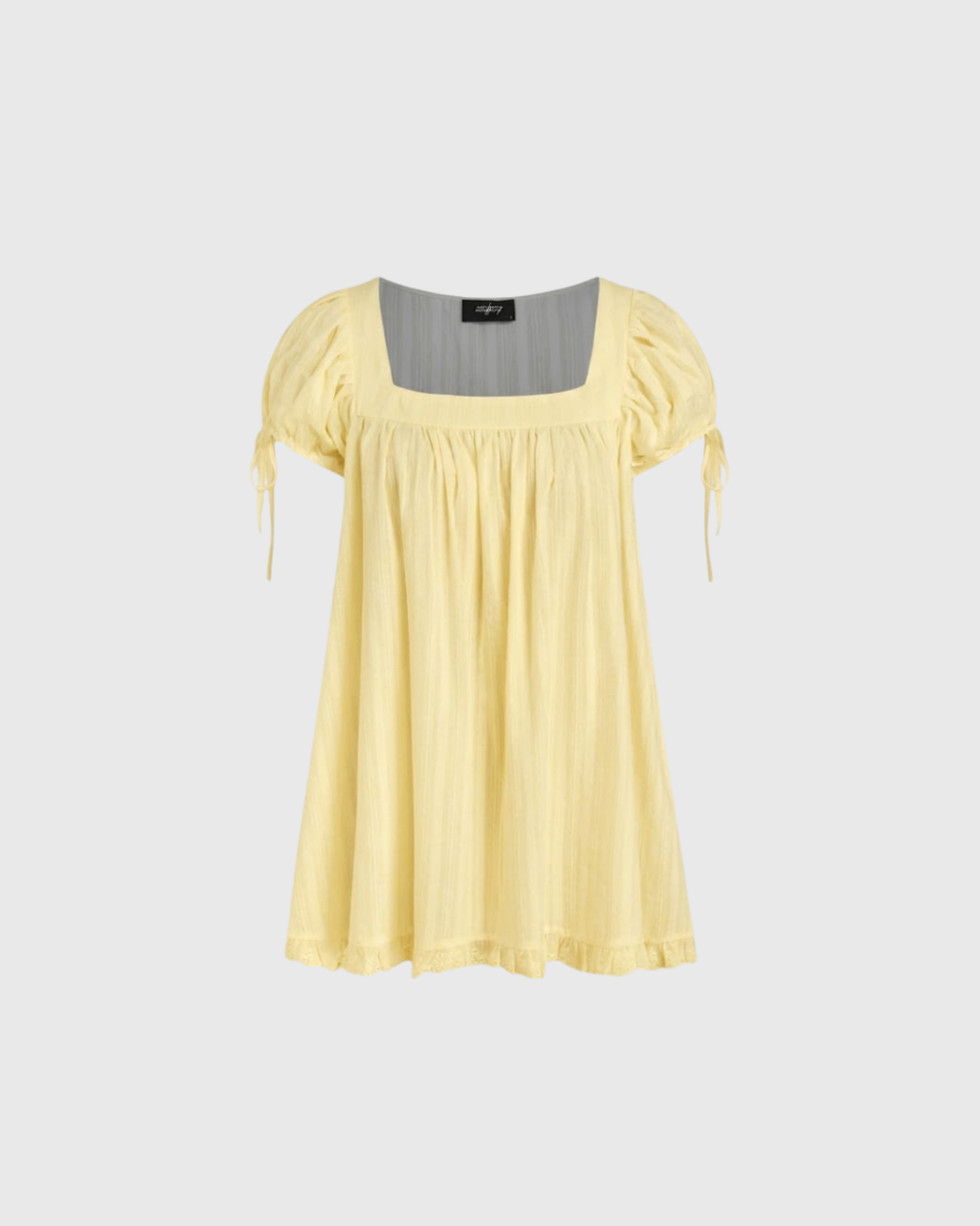 Square Neck Ruffle Knotted Short Sleeve Blouse