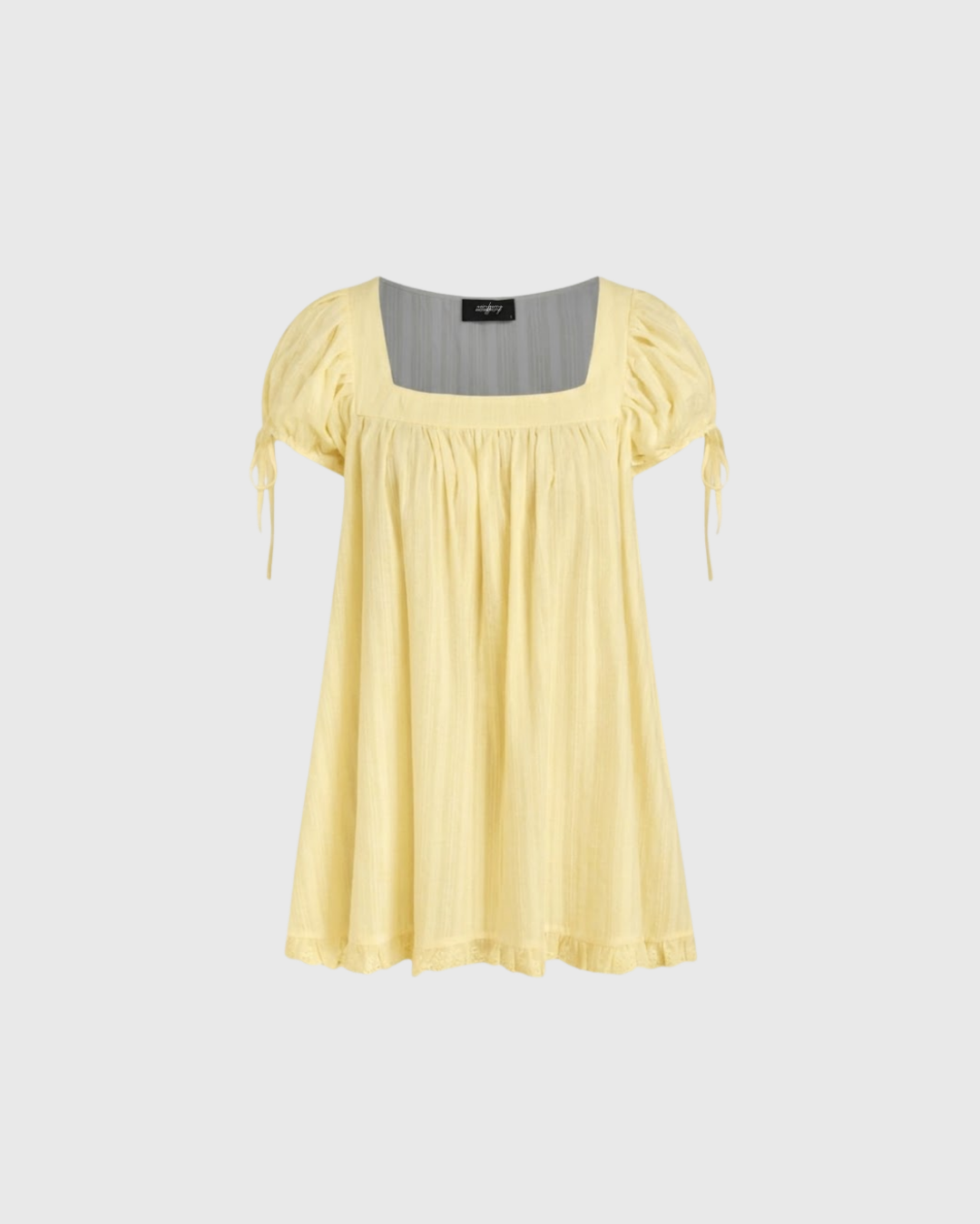 Square Neck Ruffle Knotted Short Sleeve Blouse